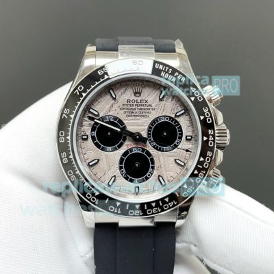 FH Factory Swiss Clone Rolex 4131 Daytona Gain Weight Meteorite Dial Rubber Strap Watch 